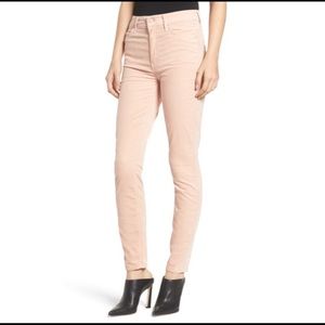 Pink velvet MOTHER skinny jeans - size 27